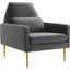 Liliana Performance Velvet Arm Chair In Charcoal