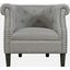 Lily Transitional Contemporary Upholstered Barrel Curved Back Accent Chair With Nailhead Trim In Ash