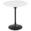 Lippa 20 Inch  Round Artificial Marble Side Table In Black White