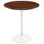 Lippa 20 Inch Round Side Table In Walnut And White