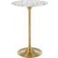 Lippa 28 Inch  Round Terrazzo Bar Table In Gold White