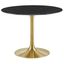Lippa 40 Inch Artificial Marble Dining Table In Black and Gold