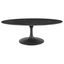 Lippa 48 Inch Oval Artificial Marble Coffee Table In Black EEI-4886-BLK-BLK