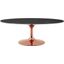 Lippa 48 Inch Oval Artificial Marble Coffee Table In Black