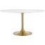 Lippa 54 Inch  Round Wood Dining Table In Gold White