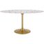 Lippa 60 Inch  Oval Terrazzo Dining Table In Gold White