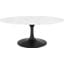 Lippa Black and White 42 Inch Oval-Shaped Artificial Marble Coffee Table