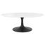 Lippa Black and White 42 Inch Oval-Shaped Wood Coffee Table