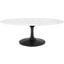 Lippa Black and White 48 Inch Oval-Shaped Artificial Marble Coffee Table