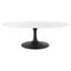 Lippa Black and White 48 Inch Oval-Shaped Wood Top Coffee Table