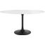 Lippa Black and White 60 Inch Oval Artificial Marble Dining Table