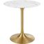 Lippa Gold and White 28 Inch Round Artificial Marble Dining Table