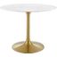 Lippa Gold and White 40 Inch Round Artificial Marble Dining Table