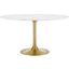 Lippa Gold and White 54 Inch Round Artificial Marble Dining Table