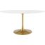 Lippa Gold and White 60 Inch Oval Wood Dining Table EEI-3254-GLD-WHI