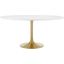 Lippa Gold and White 60 Inch Round Wood Dining Table