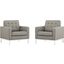 Loft Armchairs Upholstered Fabric Set of 2 In Granite