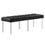 Loft Silver and Black Tufted Large Upholstered Faux Leather Bench