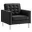 Loft Silver and Black Tufted Upholstered Faux Leather Arm Chair