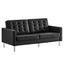 Loft Silver and Black Tufted Upholstered Faux Leather Loveseat