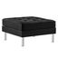 Loft Silver and Black Tufted Upholstered Faux Leather Ottoman
