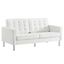 Loft Silver and White Tufted Upholstered Faux Leather Loveseat