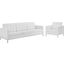 Loft Silver and White Tufted Upholstered Faux Leather Sofa and Arm Chair Set