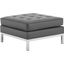 Loft Silver Gray Tufted Upholstered Faux Leather Ottoman