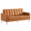 Loft Silver Tan Tufted Upholstered Faux Leather Loveseat