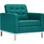 Loft Teal Upholstered Fabric Arm Chair