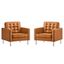 Loft Tufted Upholstered Faux Leather Armchair Set of 2 EEI-4101-SLV-TAN