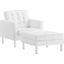 Loft Tufted Vegan Leather Armchair And Ottoman Set In Silver White
