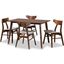 Lois Mid-Century Modern Transitional Light Grey Fabric Upholstered and Walnut Brown Finished Wood 5-Piece Dining Set