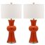 Lola Orange Column Lamp with White Shade- Set of 2