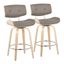 Lombardi 26 Inch Fixed Height Counter Stool Set of 2 In Grey and Natural