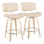 Lombardi 26 Inch Fixed Height Counter Stool Set of 2 In Natural and Chrome