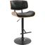 Lombardi Mid-Century Modern Adjustable Barstool In Walnut With Black Faux Leather
