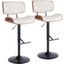 Lombardi Mid Century Modern Adjustable Barstool With Swivel In Walnut With Cream Faux Leather Set Of 2
