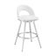 Lottech Swivel Bar Stool In Brushed Stainless Steel with White Faux Leather