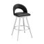 Lottech Swivel Counter Stool In Brushed Stainless Steel and Black Faux Leather
