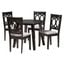 Louisa Fabric and Wood 5 Piece Dining Set In Grey and Dark Brown