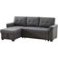 Lucca Dark Gray Linen Reversible Sleeper Sectional Sofa With Storage Chaise