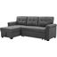 Lucca Gray Fabric Reversible Sectional Sleeper Sofa Chaise With Storage