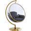 Luna Grey Fabric Acrylic Swing Bubble Accent Chair