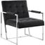 Luxor Black Velvet Modern Accent Chair In Silver