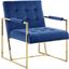 Luxor Blue Velvet Modern Accent Chair In Gold