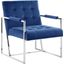Luxor Blue Velvet Modern Accent Chair In Silver