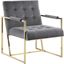 Luxor Gray Velvet Modern Accent Chair In Gold