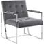 Luxor Gray Velvet Modern Accent Chair In Silver