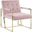 Luxor Pink Velvet Modern Accent Chair In Gold